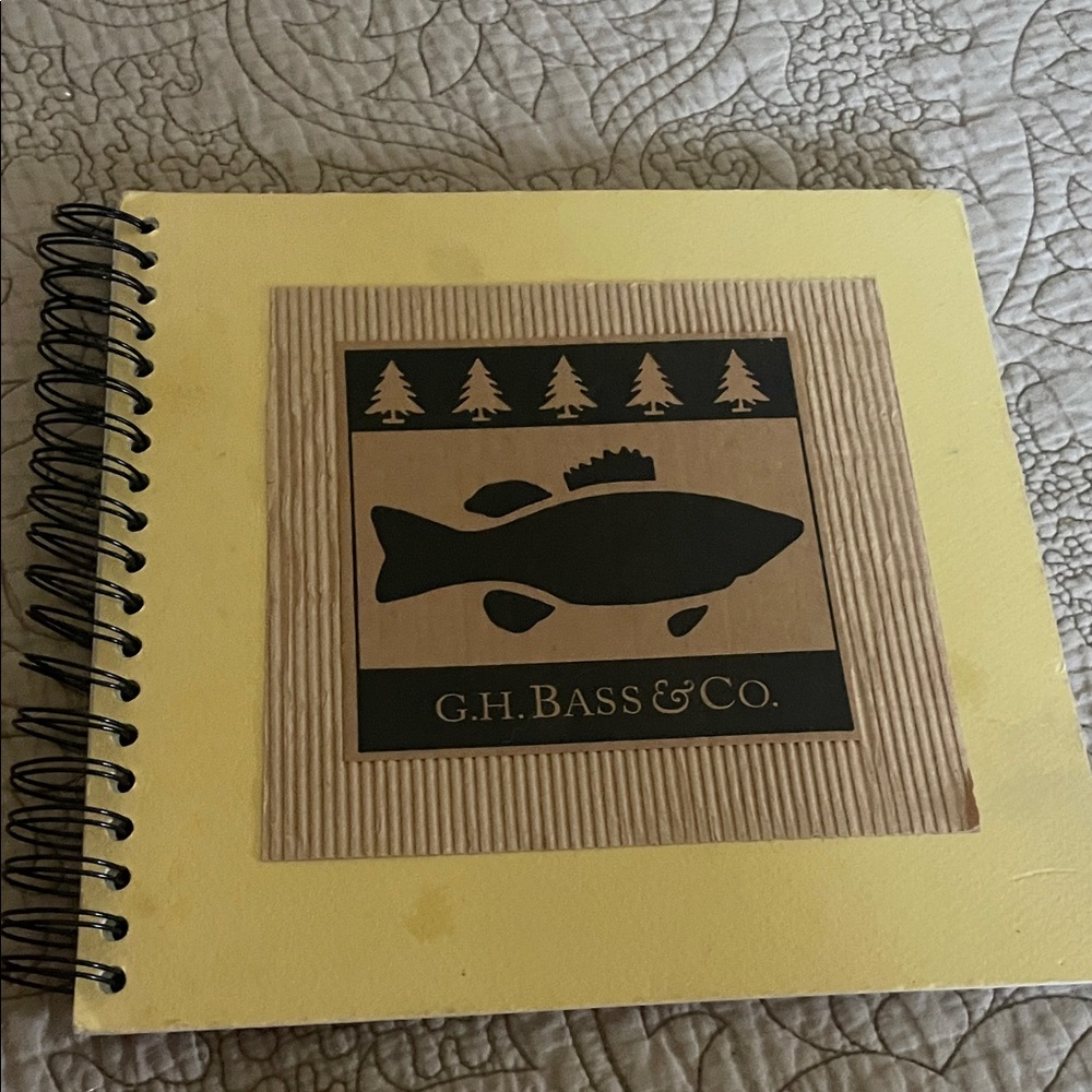 G.H. Bass & Co. Yellow Spiral Notebook with Fish and Tree Design